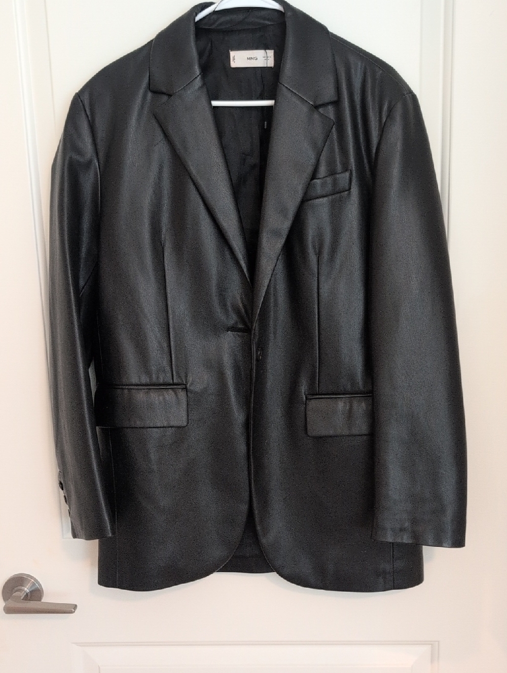 Mango Faux Leather Blazer Jacket M - Picture 2 of 6